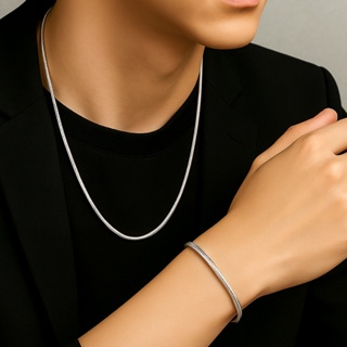 Kit Cordão Colar e Pulseira Rabo de Rato Aço Inox Prata em Oferta na Shopee