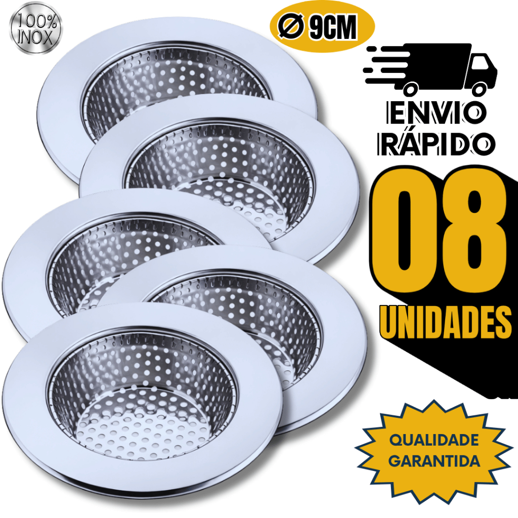 Jogo Ralo Pra Pia Com Borda Inox Cozinha 9cm Ralinho Cozinha Bares Restaurantes Multiuso Utilidades
