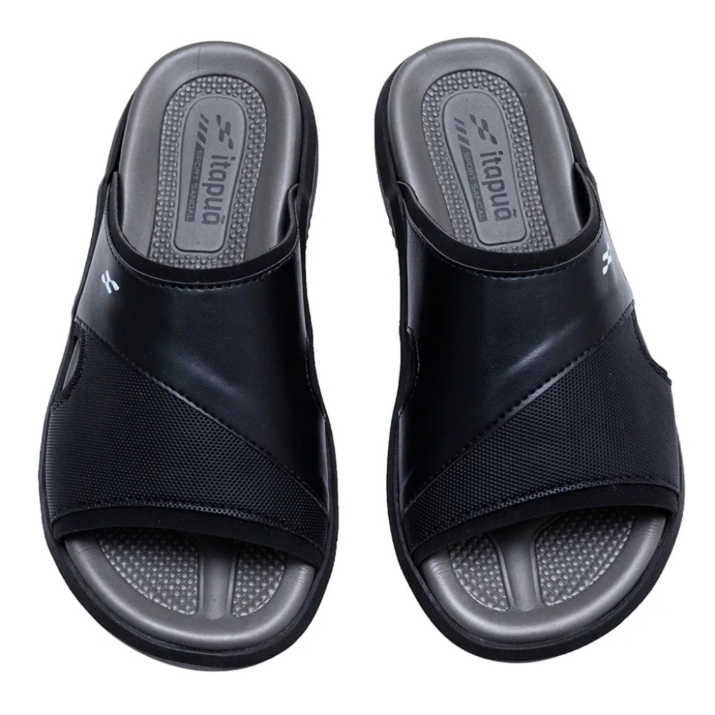 Chinelo masculino em couro legitimo sandália slide nuvem  leve confortável macio Itapuâ Resistente