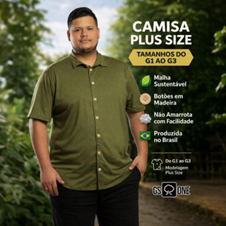 Camisa Masculina Plus Size De Malha Com Botões Em Madeira em Oferta na Shopee