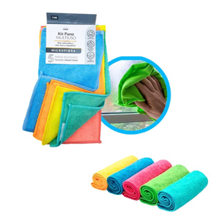 Pano de Microfibra Kit 5 Panos de Micro Fibra Pano Mágico Microfibra Pano Colors em Oferta na Shopee