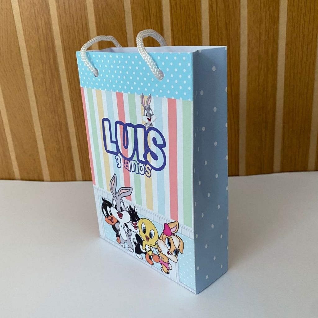 Kit Sacolinha 10|15|20 Personalizada Looney Tunes Menino Festa 10x15cm | Lembrancinha, Embalagem, Kit Presente com Alça