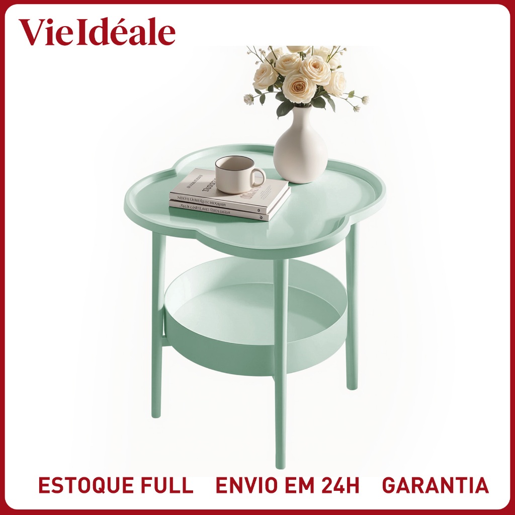 Mesa Lateral Redonda Pétala de Canto 2 Andares Multiuso Sofá Cama Criado Mudo Decorativo Moderno Alta Capacidade de Carg em Oferta na Shopee