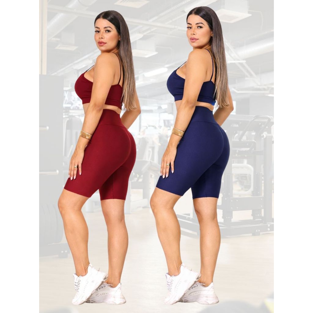 Kit 2 Bermudas Legging Feminino Academia Fitness Ginástica Ciclista Ioga e Caminhada do P ao GG