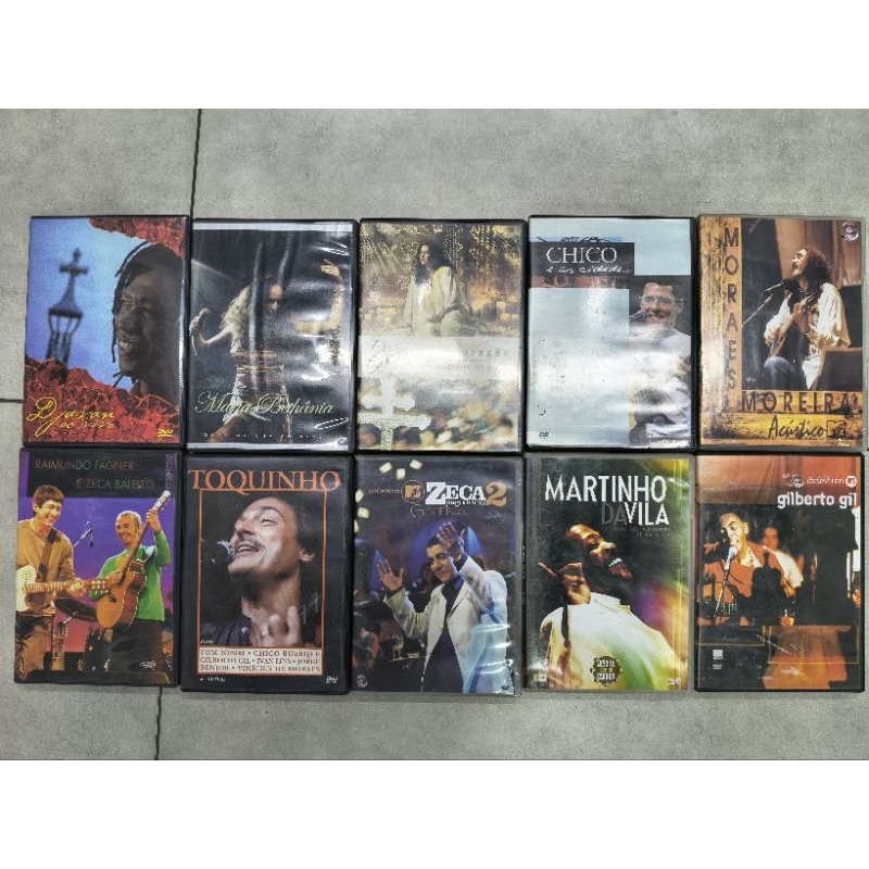 lote 10 dvd usado MPB pop rock samba Chico Djavan Zeca Bethânia Gil Moraes tim B10
