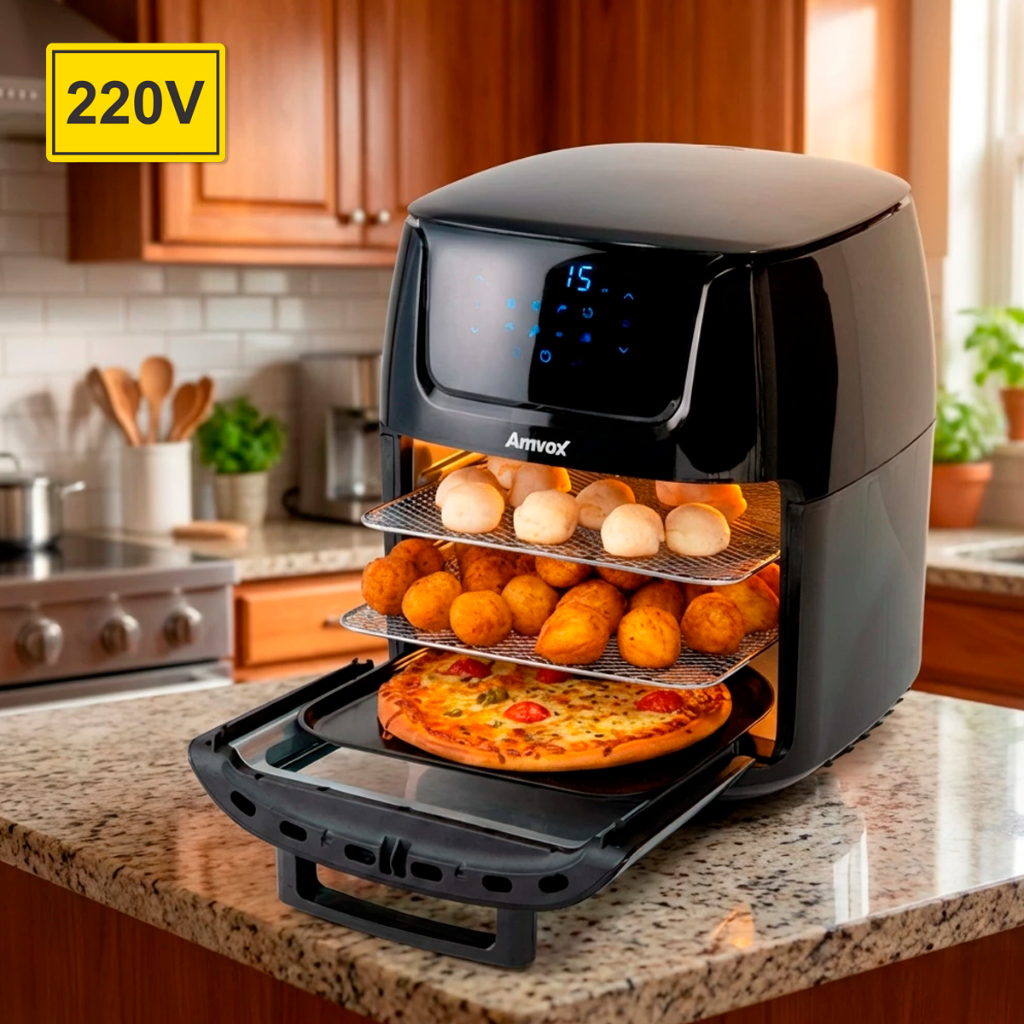 Fritadeira Air Fryer Oven Amvox 12L Digital com Visor Preto 220V
