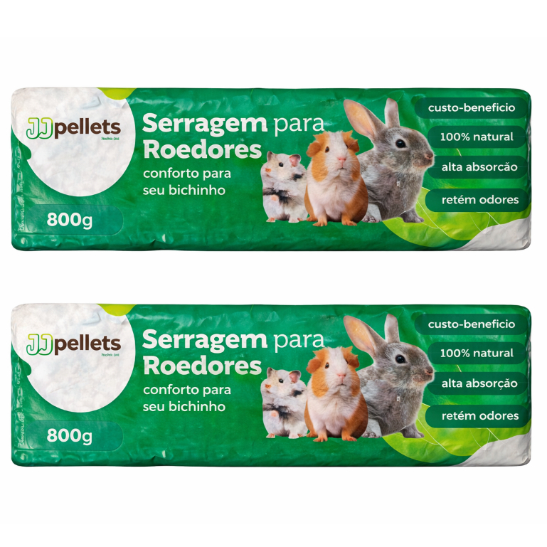 Serragem Prensada para Roedores, Coelhos, Composteira, Hamster KIT 2 X 800G