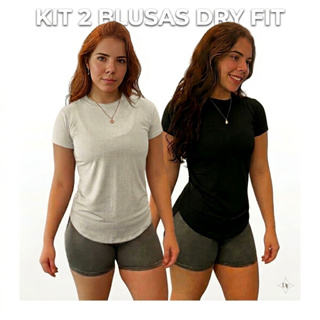 KIT 2 Camisetas Fitnes Telinha Feminina Dry Fit Tapa bumbum Academia Treinos Caminhadas em Oferta na Shopee