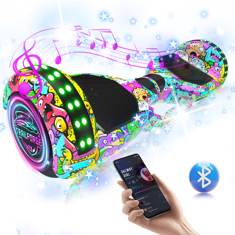 Trailforge Hoverboard Infantil 500W 6.5 Polegadas 4.4AH com Bluetooth e LED