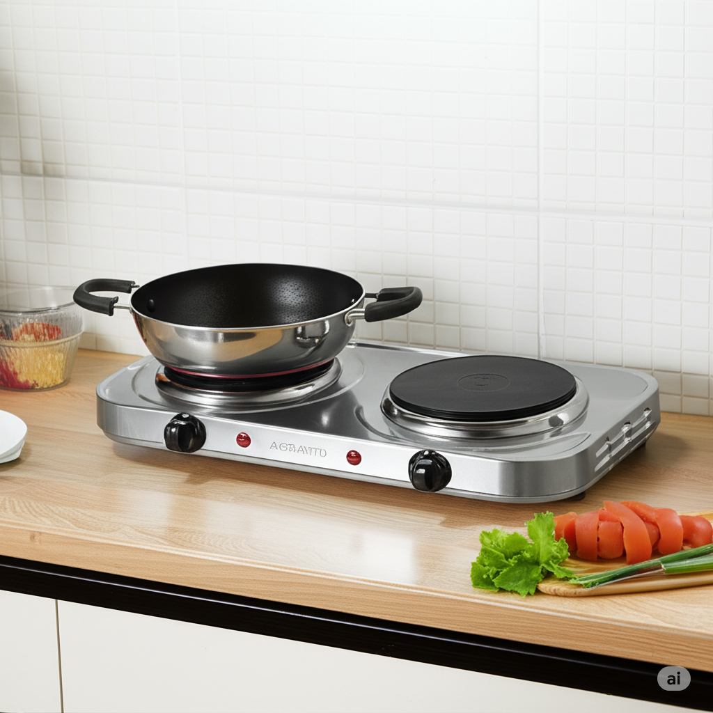 Fogão Elétrico Agratto de Mesa 2 Pratos 127V 2500W Aço Inoxidável