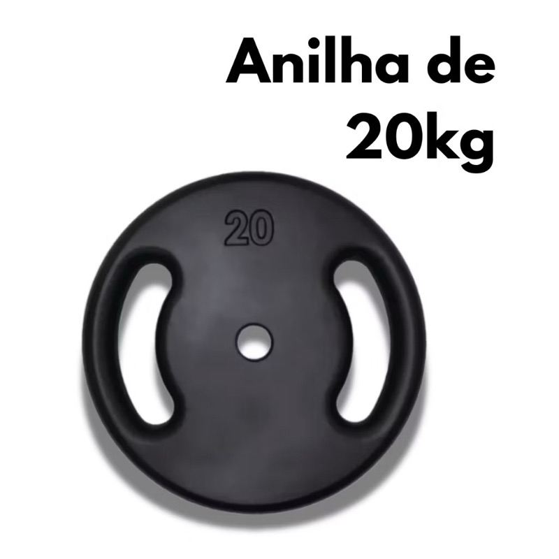 Anilha Vazada Pintada 20kg (1X20 KG) Halteres Academia Barras Ferro Fitness