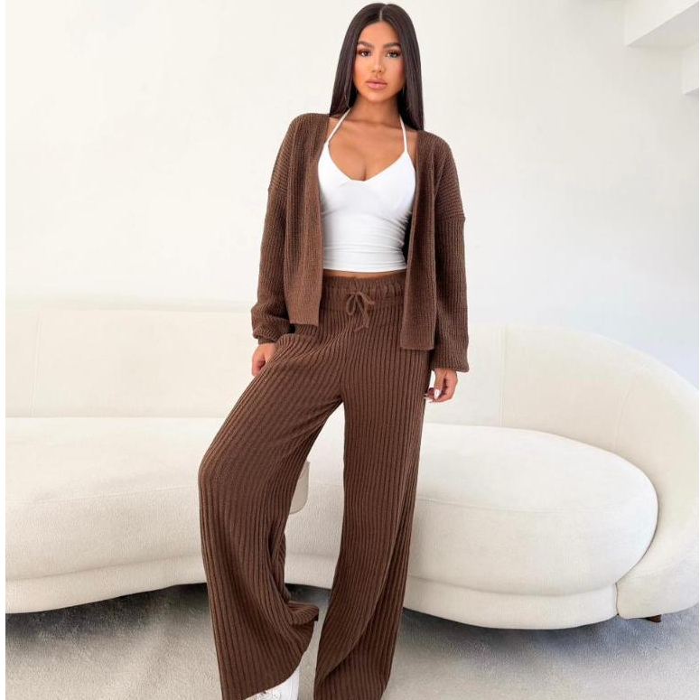 Conjunto Casaco e Calça Mousse Feminino Tricot Aerollok Confort