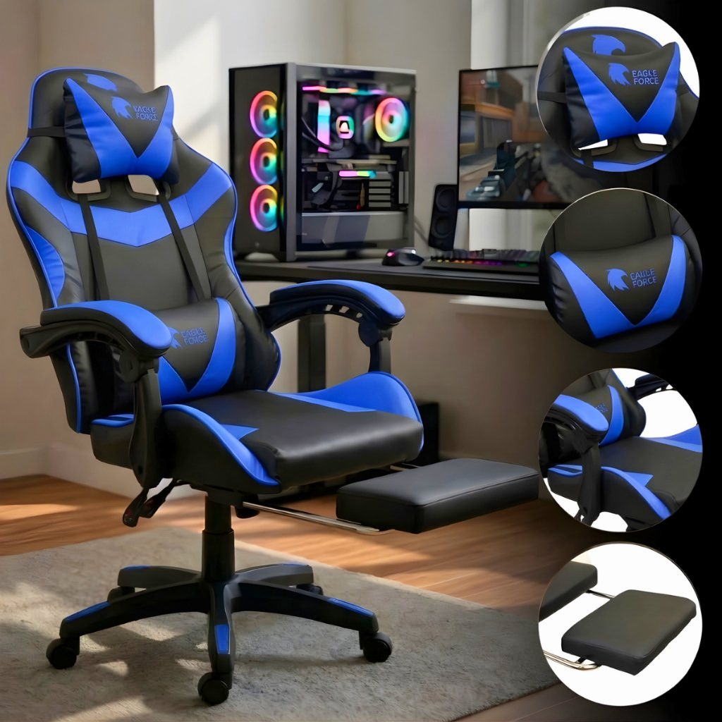 Imagem Cadeira Gamer Profissional Escritório Ergonômica Reclinável Confortável Com Rodinha E Apoio Para Pés