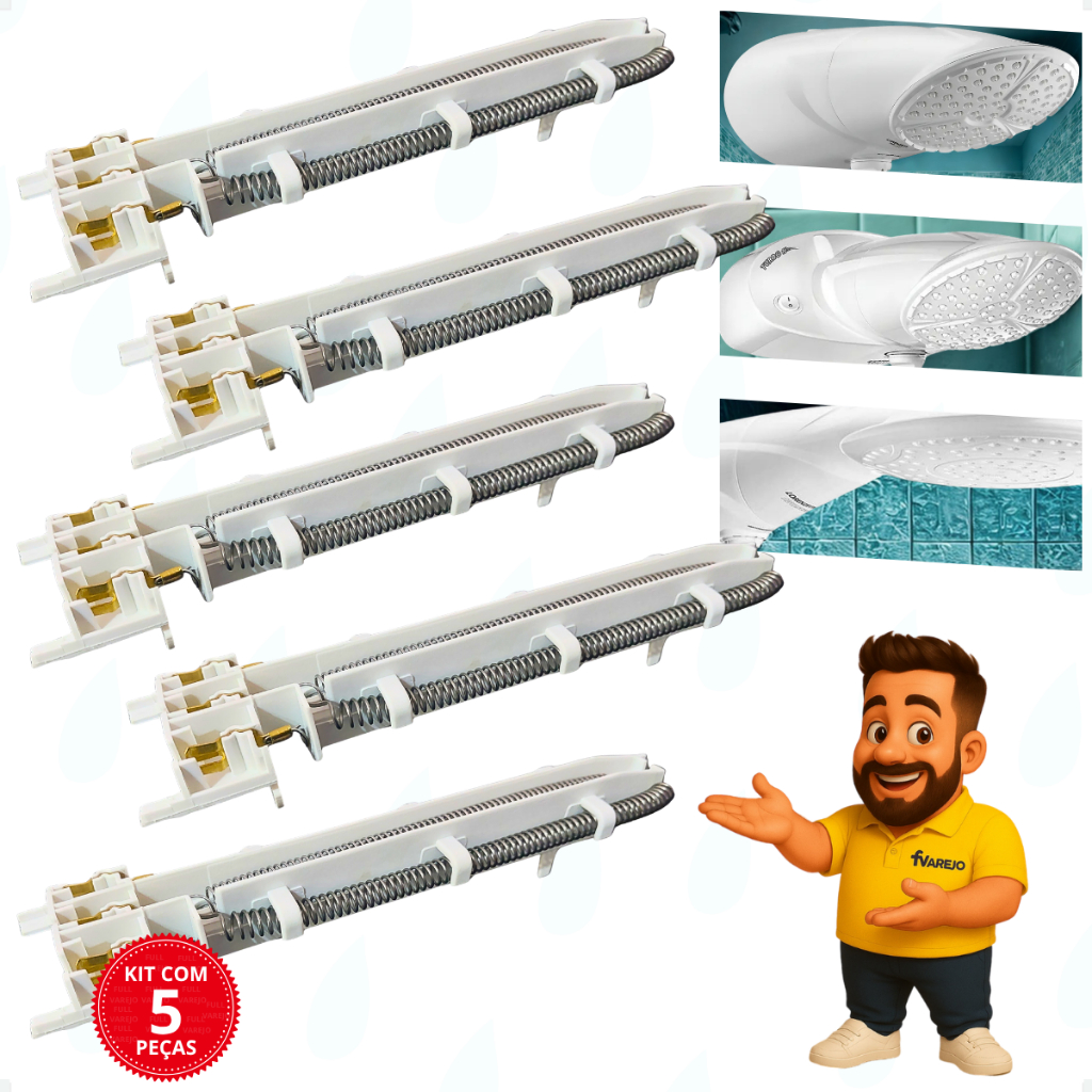 Kit Com 5 Resistências Chuveiro Advanced Eletrônica / Top Jet Turbo Eletrônica 7500W 220V - PMR