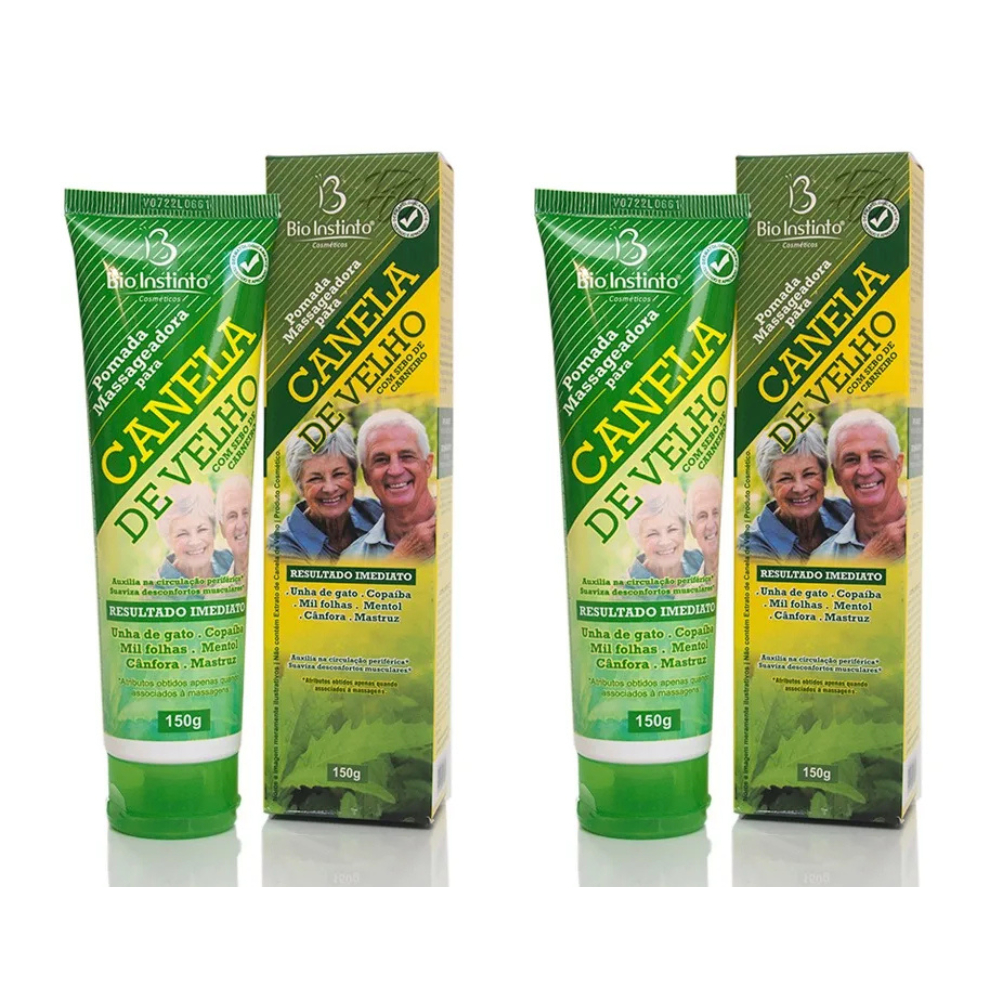 Kit 2x Pomada Massageadora Canela de Velho com Sebo de Carneiro - Alívio e Conforto Muscular 150g