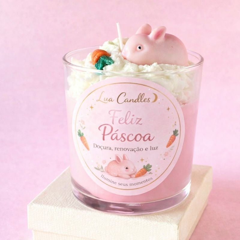 Vela Aromática de Páscoa Coelhinho  | Vela Decorativa Artesanal em Copo | Presente Criativo Páscoa | Lua Candles
