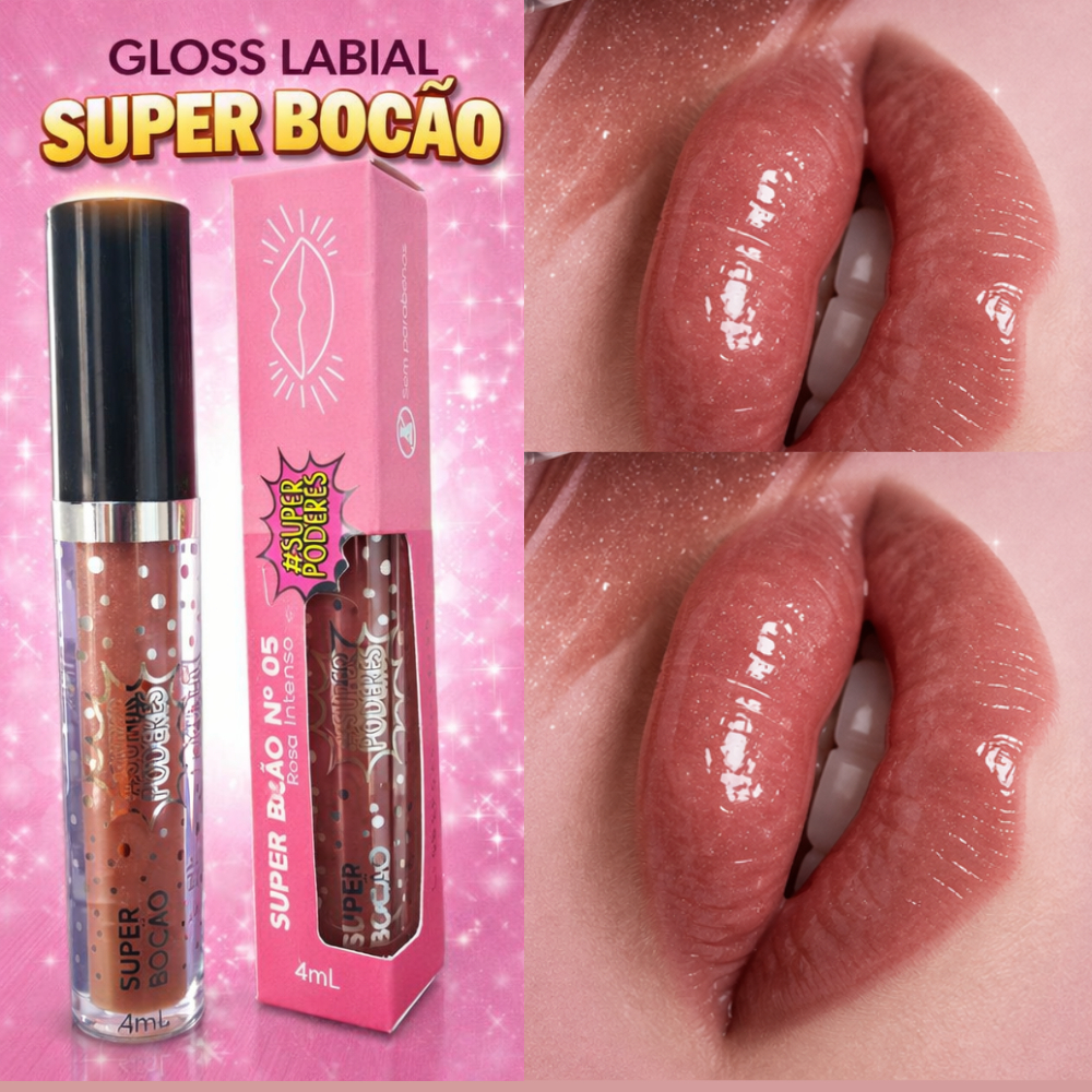 Gloss Labial Aumenta Volume Lábios Super Bocão Ácido Hialurônico Vitamina E 4ml