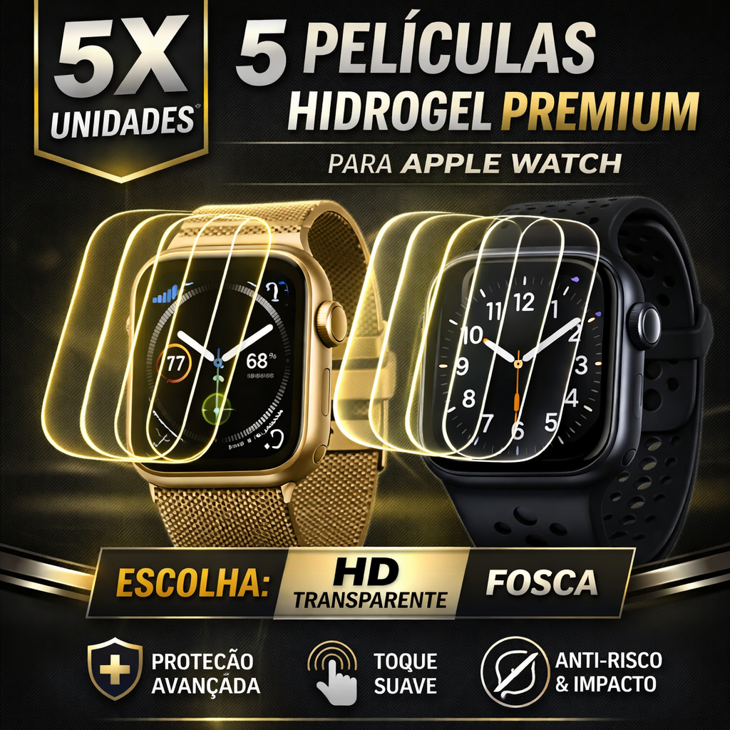 3 ou 5 Películas De Hidrogel HD ou Fosca para Smartwatch Todos Apple Watch …