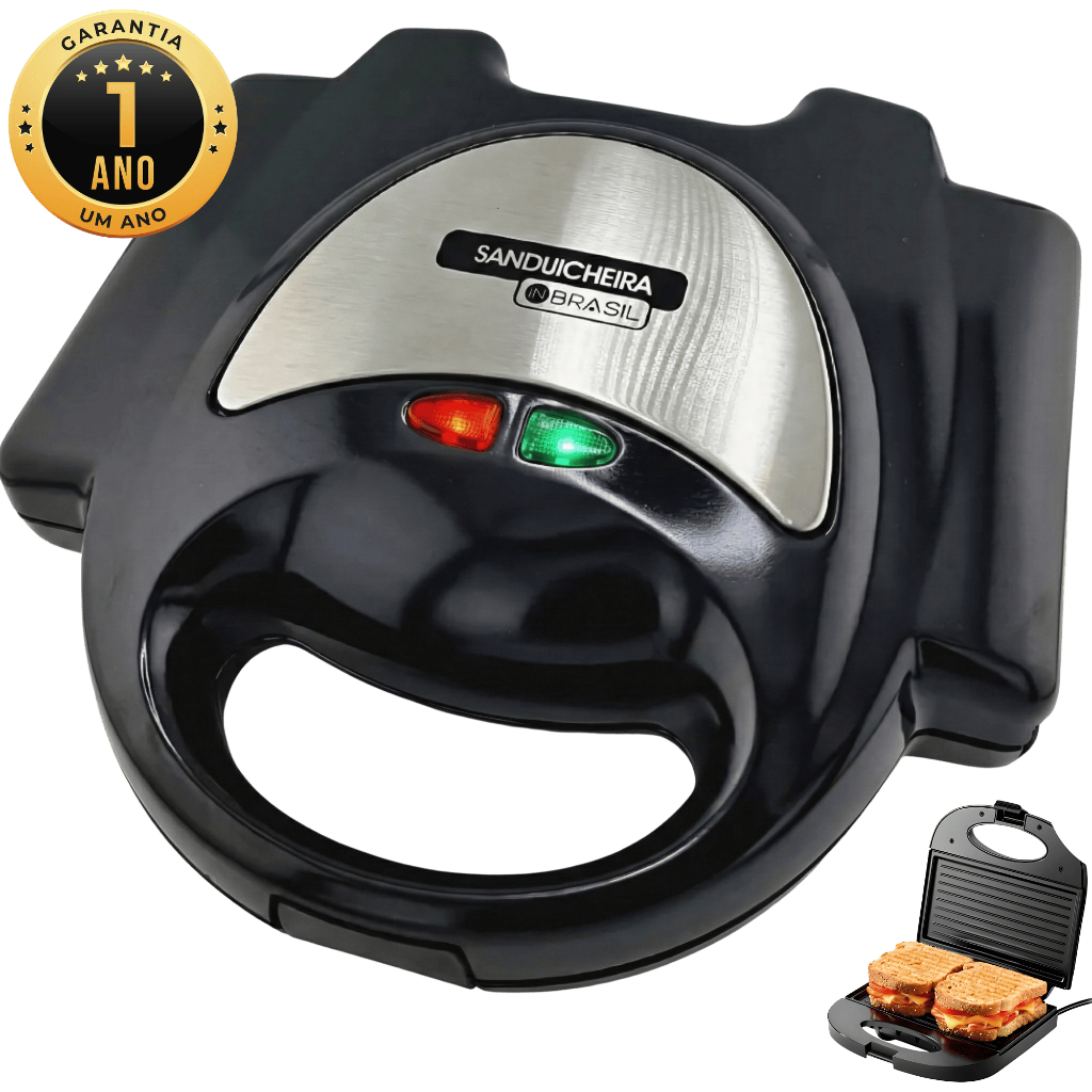 Sanduicheira e Grill Inox antiaderente - 750W - Mod: INBSW02 - 127V e 220V em Oferta na Shopee