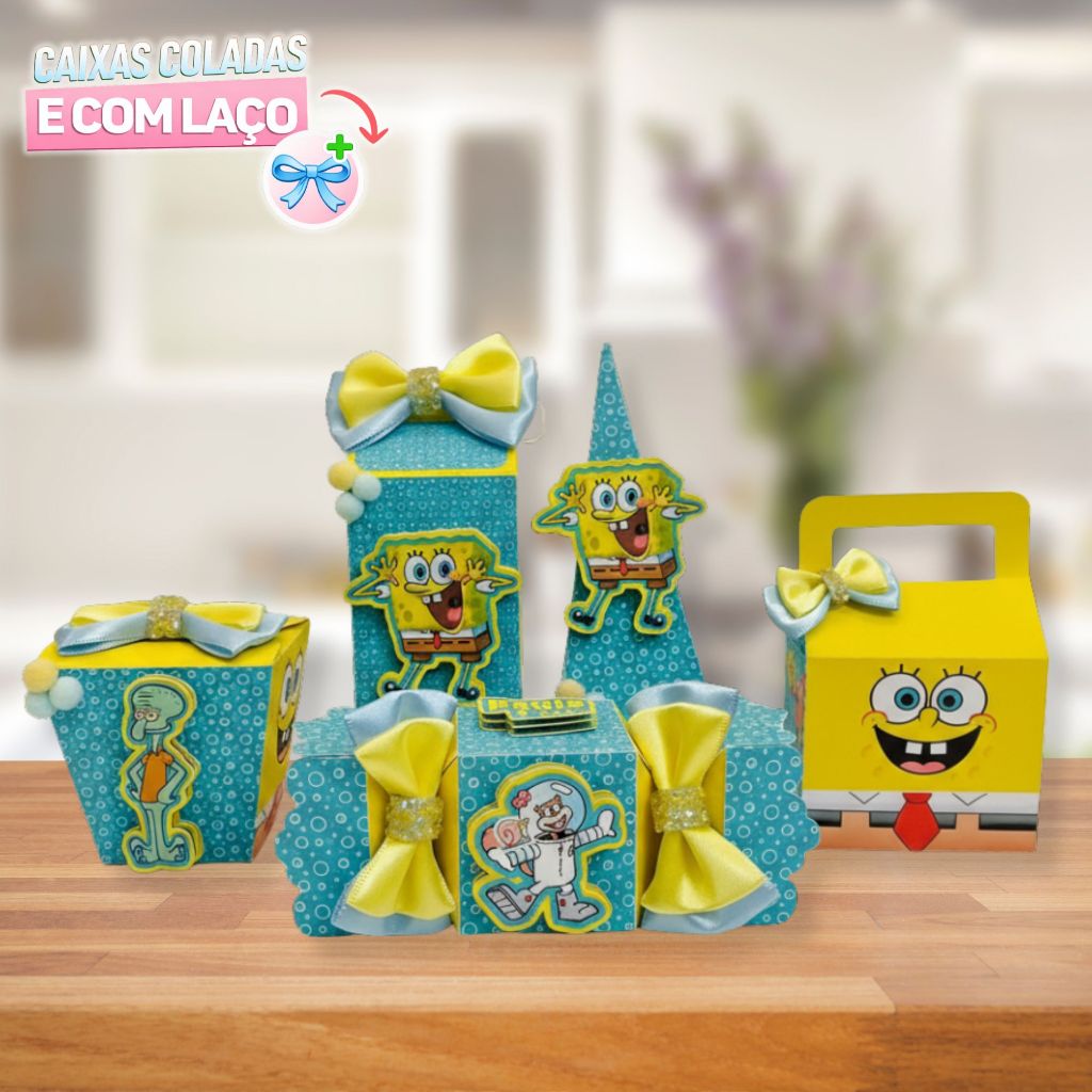 Kit Festa BOB ESPONJA | LEMBRANCINHA PERSONALIZADA | CAIXAS DE ANIVERSÁRIO | TODOS OS TEMAS