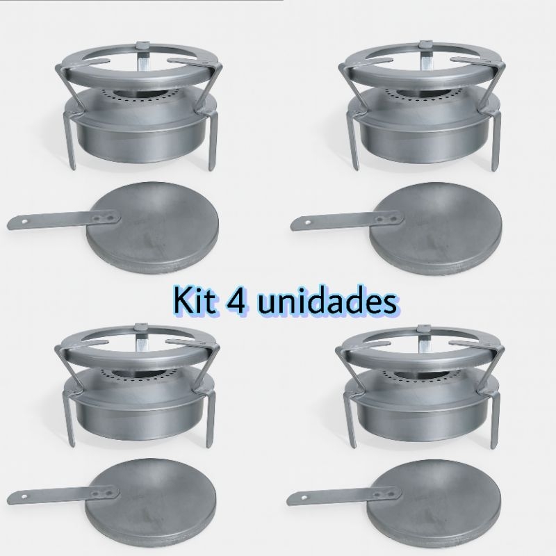Kit fogareiro espiriteira fogão portátil a álcool para camping, caminhoneiro, viajem e pesca