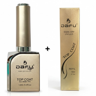 Novo Top Coat Dafu Hema Sem TPO + Refil Alto Brilho Embalagem Dourada Secagem em Cabine Led/Uv em Oferta na Shopee