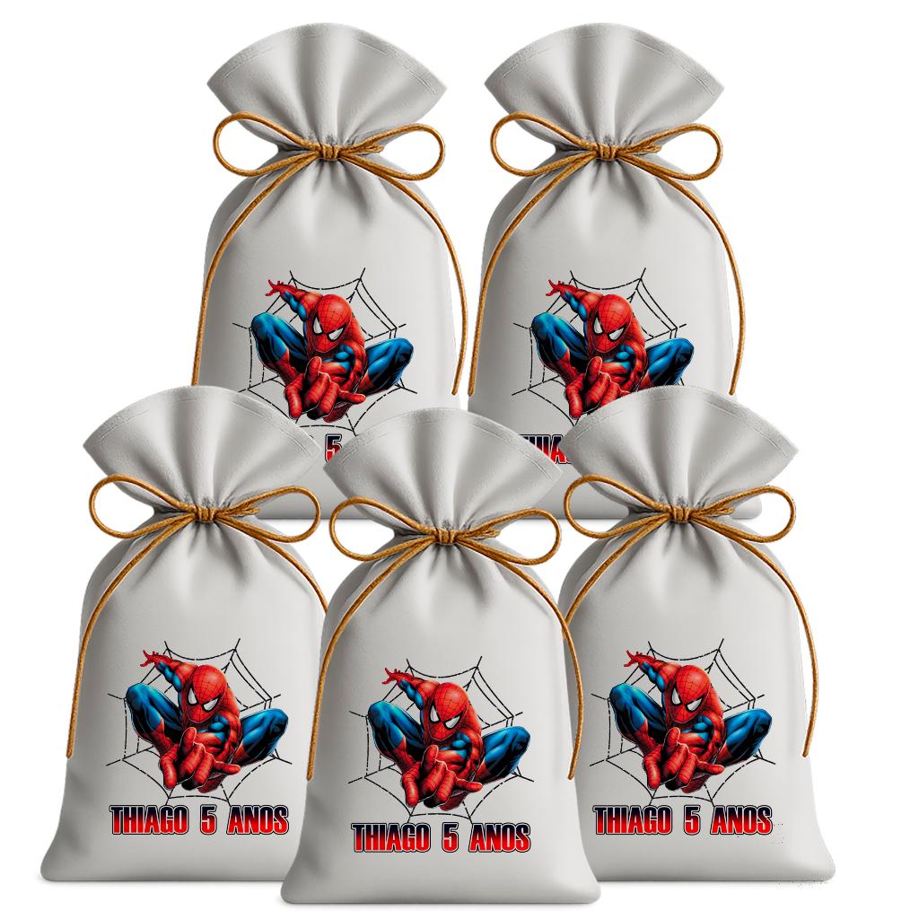 Saquinho Sacolinha Lembrancinha Festa Aniversário Infantil Tecido Personalizado Homem Aranha