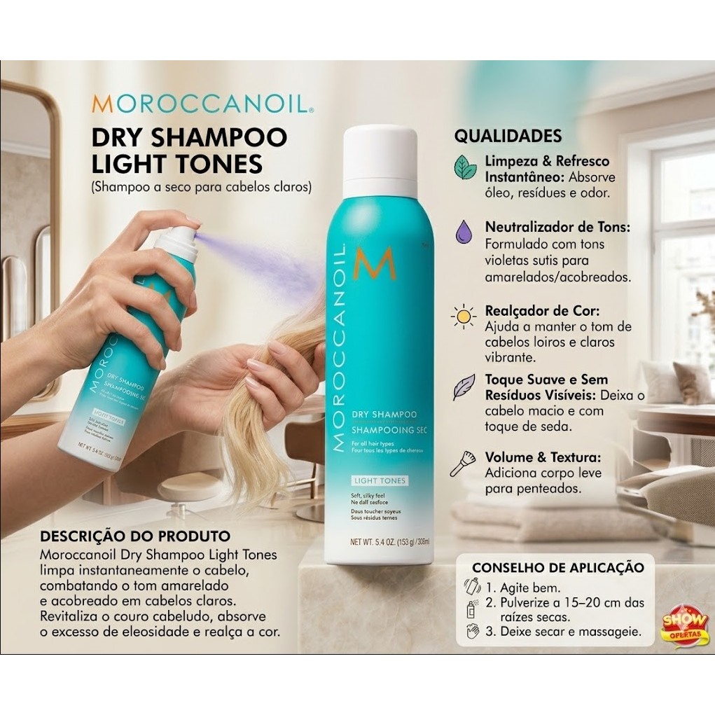 Moroccanoil Dry Shampoo Light Tones - Shampoo a Seco 205ml