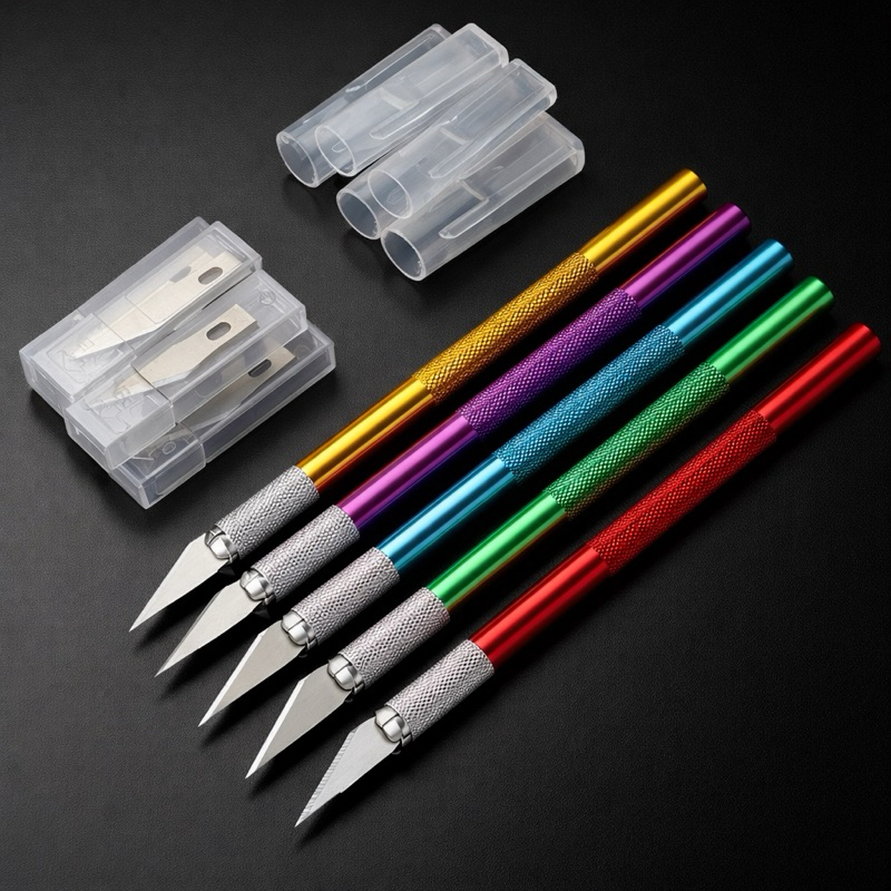 Estilete de Precisão Faca Artesanal de Aço Inoxidavél Tipo Bisturi com Lâmina Extra