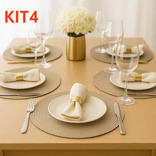 Kit 4/10 Peças Jogo Americano Redondo Souplast Jantar Mesa Posta Cozinha 39cm