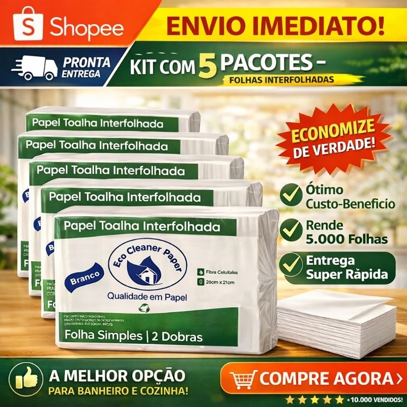 Interfolha Branco papel 2 dobras 20x21 5 pacotes