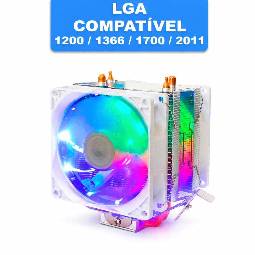 Cpu Cooler Processador 92mm Led Universal Intel Amd Fan Duplo LGA 1700 2011 Am3+ Am4