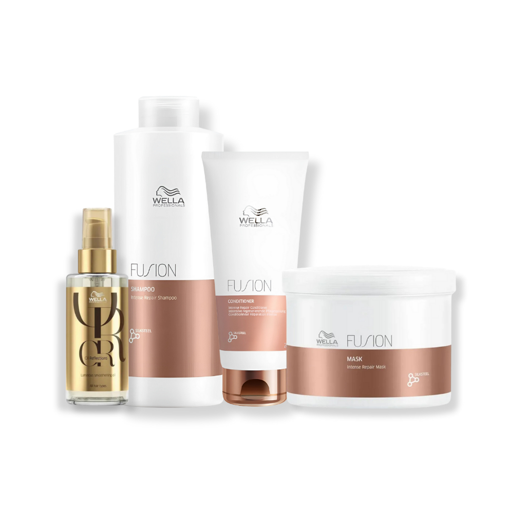Wella Professionals Fusion - Shampoo 1L + Condicionador 200ml + Máscara Capilar 500ml + Óleo Capilar 100ml