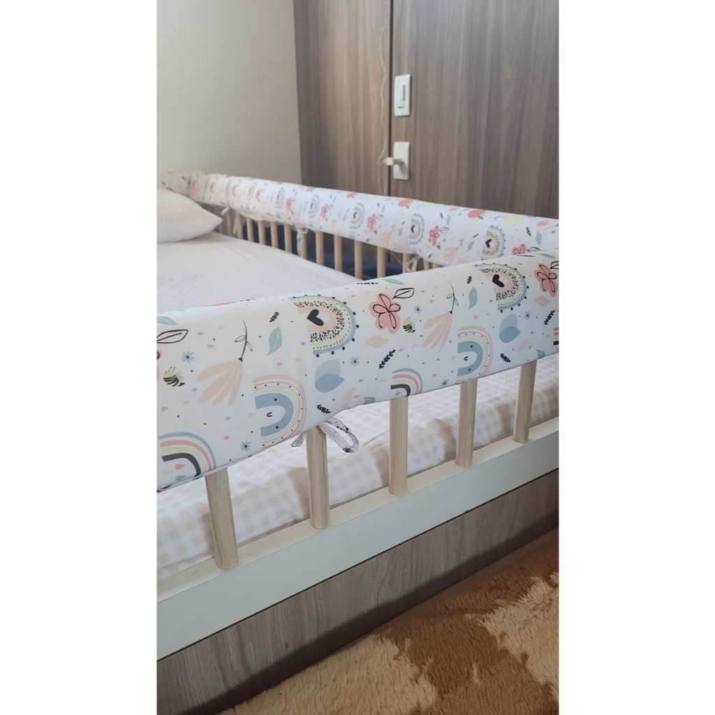 Protetor Meia Grade Para Cama Casal Acolchoado 4 Peças