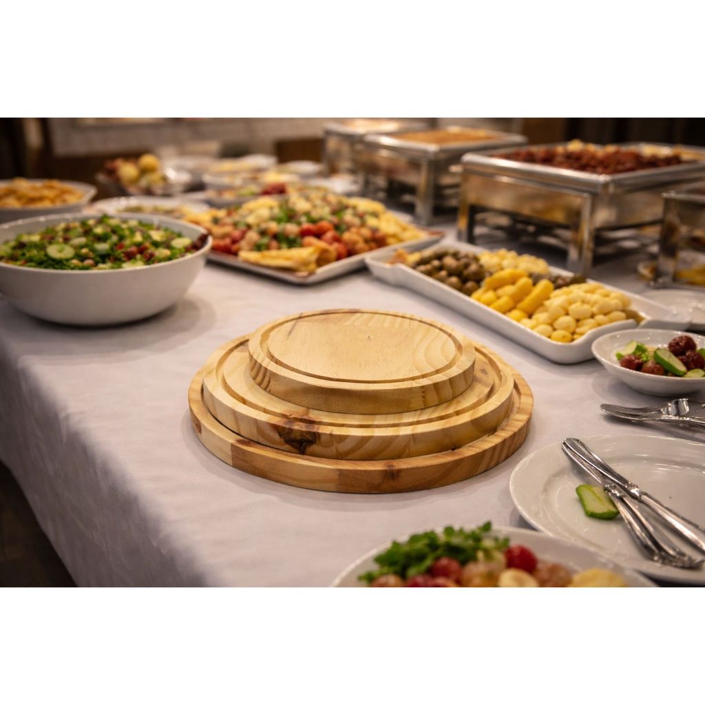 Kit 3 Bolachas Madeira Pinus Buffet Suporte Decorativo Mesa Rustico