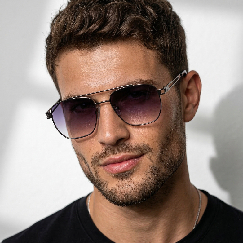 Oculos de Sol Aviador Quadrado Premium Degradê Cinza Classico Tendencia uv400 Masculino Feminino