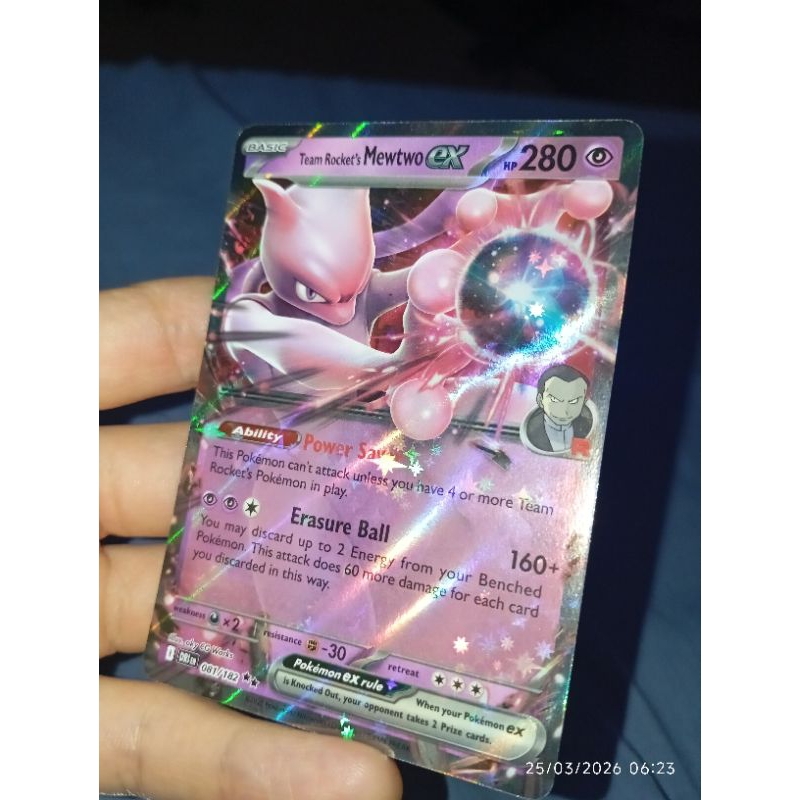 Carta Pokémon Mewtwo EX da Equipe Rocket Ultra Raro Brilhante Original inglês em Perfeito Estado