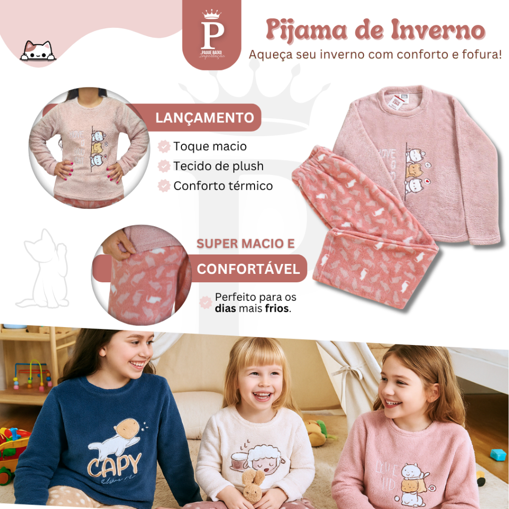 Detalhes do Pijama Inverno Infantil Adulto Feminino Masculino Longo Plush Luxo Fleece Peluciado Quente Soft Frio
