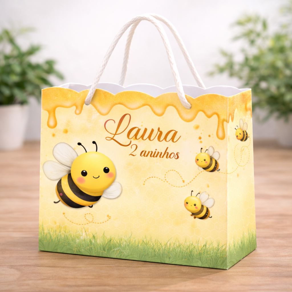 Sacolinha Personalizada para Festa Infantil - Abelhinha - lembrancinhas