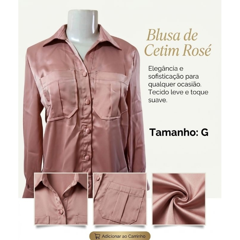 Blusa de Cetim Rosé – Elegância e Versatilidade