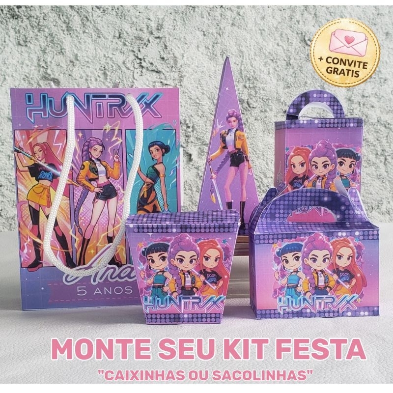 Kit Festa 10 Itens Guerreiras do K-Pop |  Sacolinhas ou Caixinhas | Personalizado | Brinde Convite