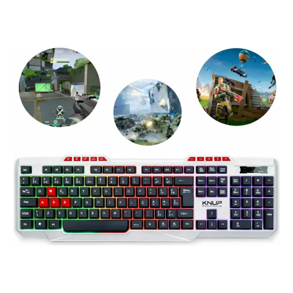 Teclado Gamer Multimídia Knup Te120 Rgb Usb Abnt2