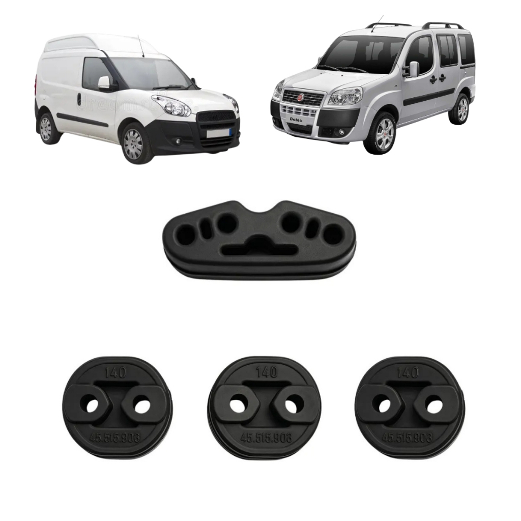 Kit Completo 4x Borracha Coxim Fiat Doblo (Todos Modelos) Calço Cano de Descarga Escapamento