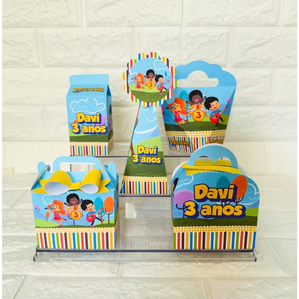 Kit Festa 3 Palavrinhas , Personalizados Lembrancinhas Caixinhas para festas PEGUE E MONTE