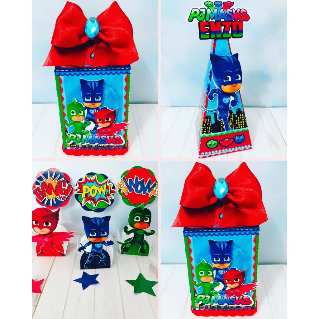 Caixa Milk PJ MASKS Pegue e Monte Lembrancinha de Aniversário Festa de Aniversário Festa Infantil Decoração Festa