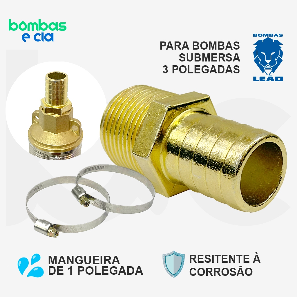 Kit Espigão para Mangueira 1 polegada com 2 Abraçadeiras Aço Rosca Sem Fim