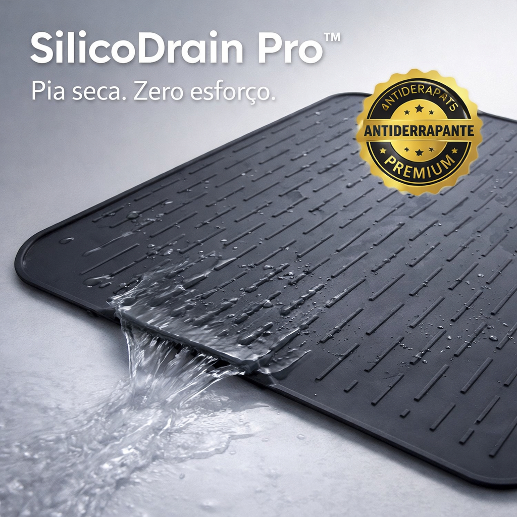 Tapete Escorredor de Louça Silicone Secagem Rápida Pia Cozinha SilicoDrain Pro™