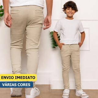 Calça Alfaiataria Infantil/Juvenil 4 ao 16 Bolso Social Elastano Slim Fit em Oferta na Shopee