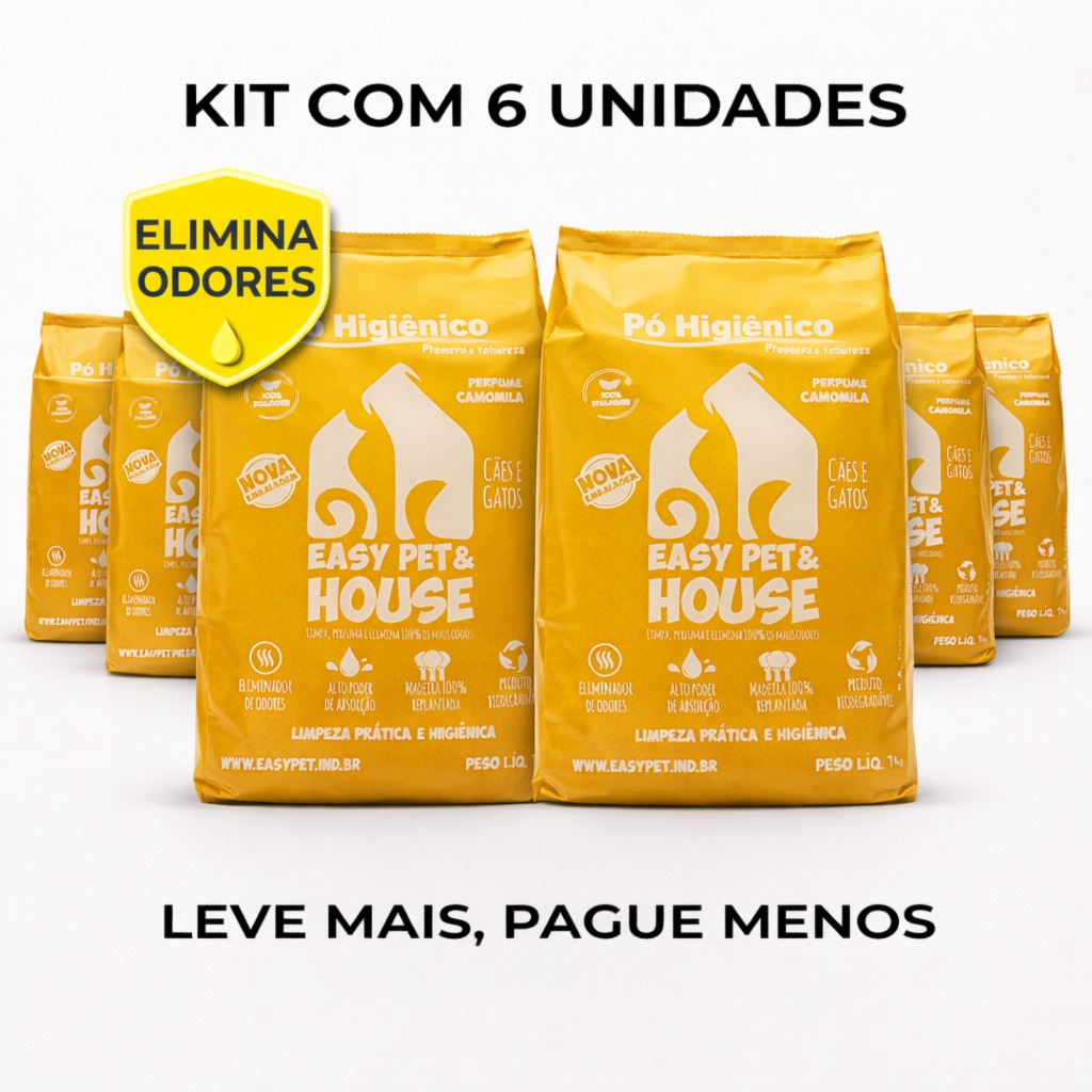Po Higienico Pet Easy Pet House Camomila 6 Unidades Elimina Odores Seca Xixi Caes Gatos