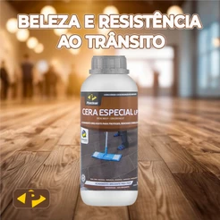 Cera Especial Efeito Brilhoso Piso Laminados Pisos Frios Assoalhos LP Pisoclean 1L